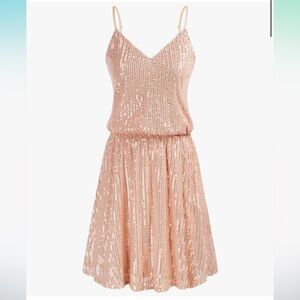 NWT Grace Karin Spaghetti Strap Lined Sequin Dress Dress Light‎ Pink Size XL